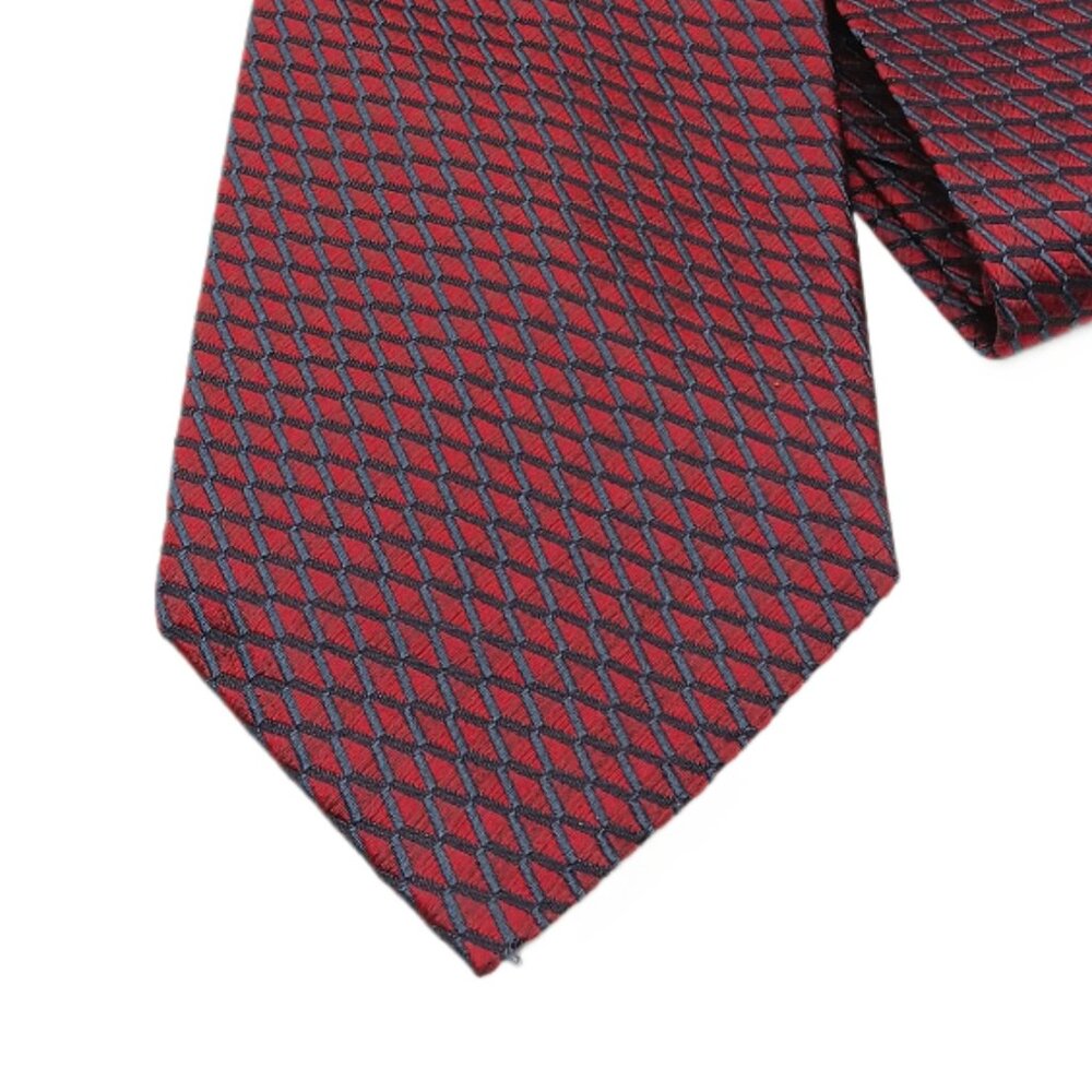 Geoffrey Beene Silk Tie Men’s 58.5” Burgundy Blue Geometric Woven Wide New
